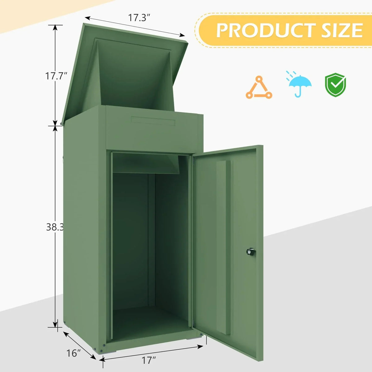 2026 NewAECOJOY Package Delivery Boxes for Outside Parcel Drop Box Outdoor Storage Box Wall Mounted Express Mail Package Delivery Box 17" x 16" x 38.3" Black