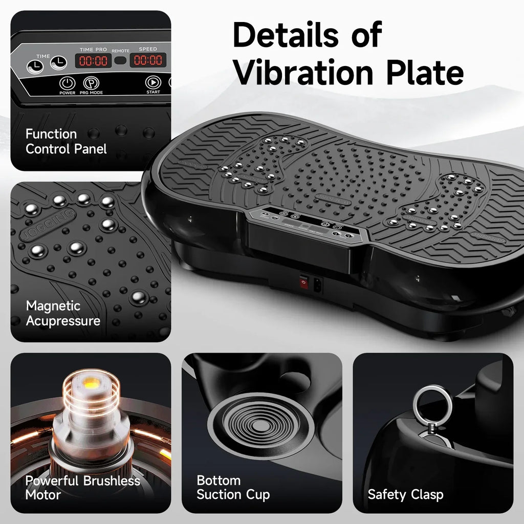 2026 NewLNOW Full Body Vibration Plate Exercise Machine for Lymphatic Drainage, Muscle Toner with Bluetooth & Massage Pedals, Workout Vibration Platform for Home Fitness 400lbs