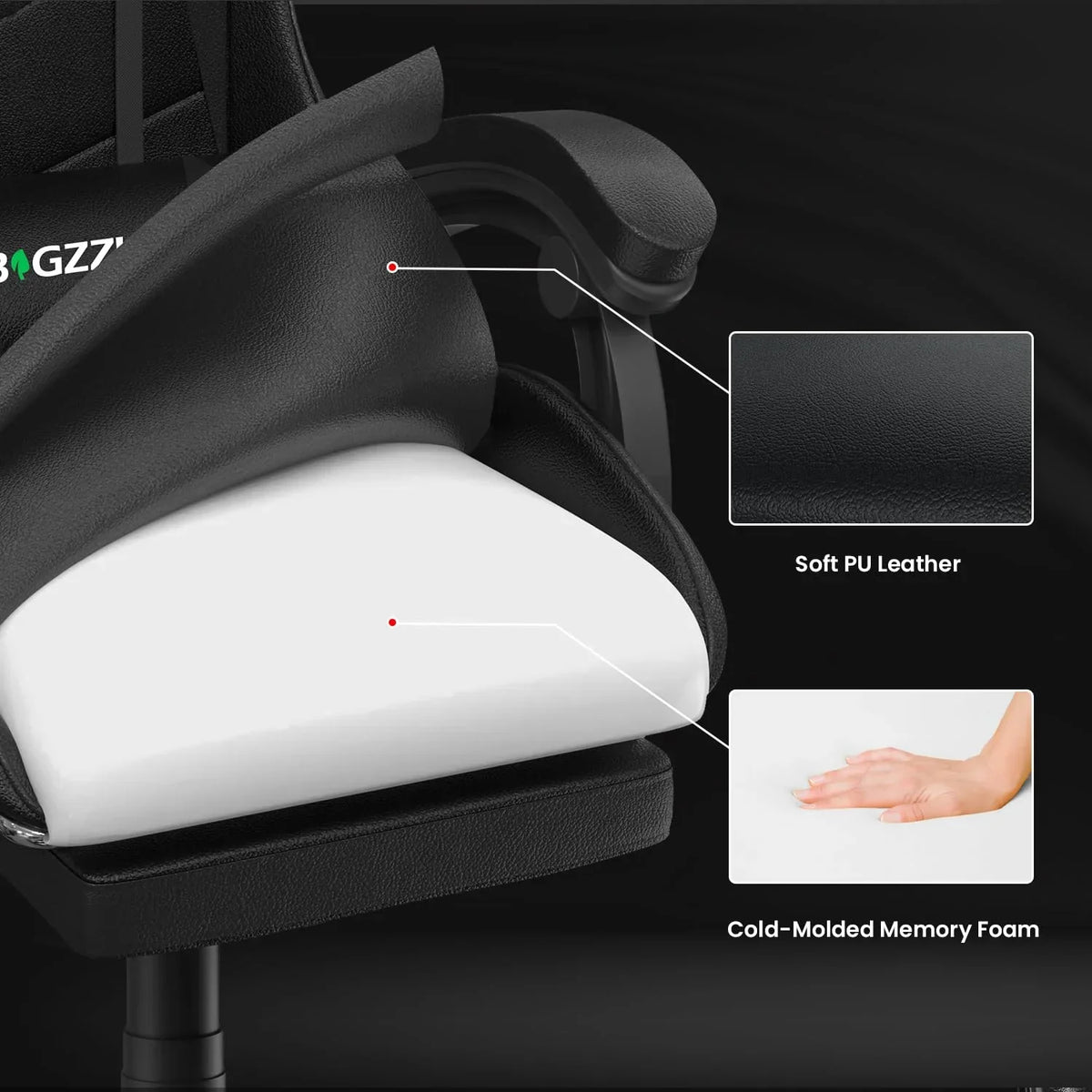 2026 NewBigzzia Gaming Chair Office Chair, Ergonomic Game Chair with Height Adjustable Headrest and Lumbar Support for Adults Teens, Black & White