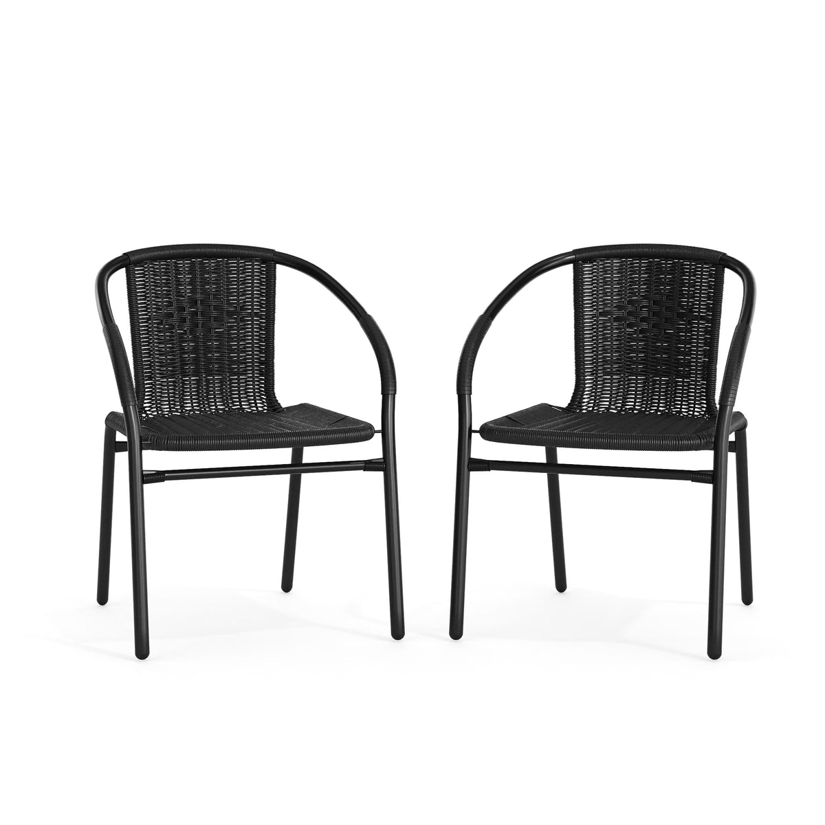 2026 NewEmma + Oliver Indoor/Outdoor Stacking Rattan Restaurant Patio Chairs, Set of 2, Gray