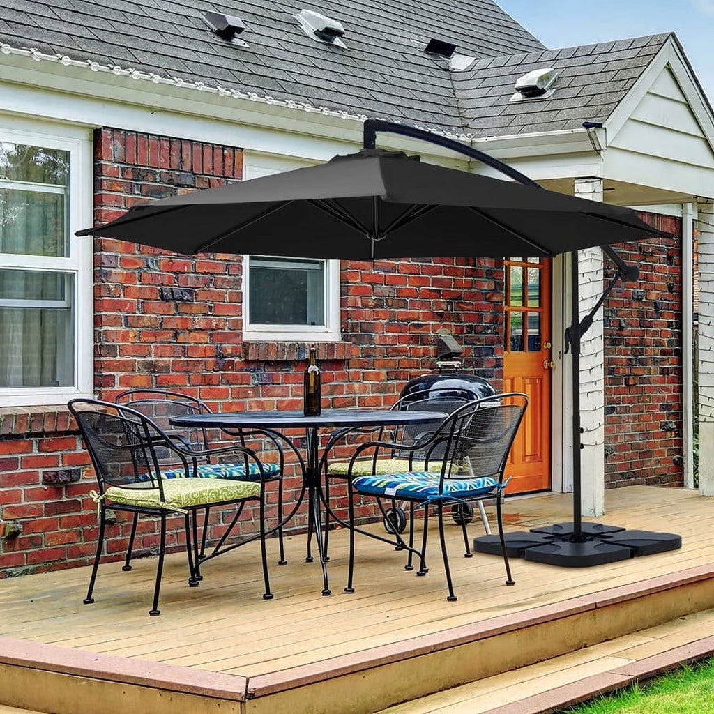 2026 NewJUSTLET 10ft Heavy Duty Patio Hanging Offset Cantilever Patio Umbrella W/ 4-Piece Base Included Included, Beige