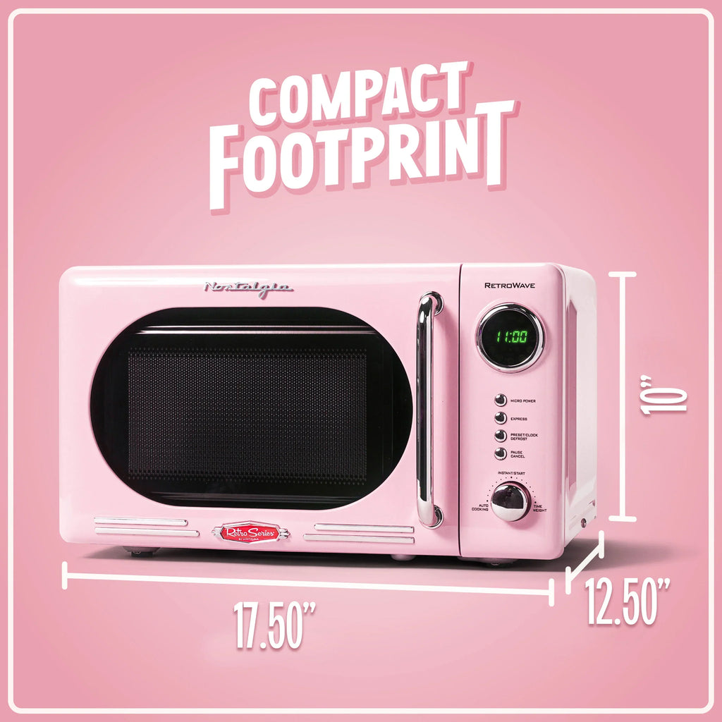 2026 NewNostalgia Retro Microwave for Countertop 0.7 cu ft Vintage Microwave, Pink