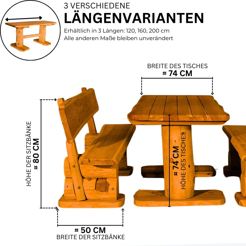 2026 Conjunto de asientos rústicos macizos - muebles de jardín - fabricados en pino local - tratados con conservante para madera (200 cm)