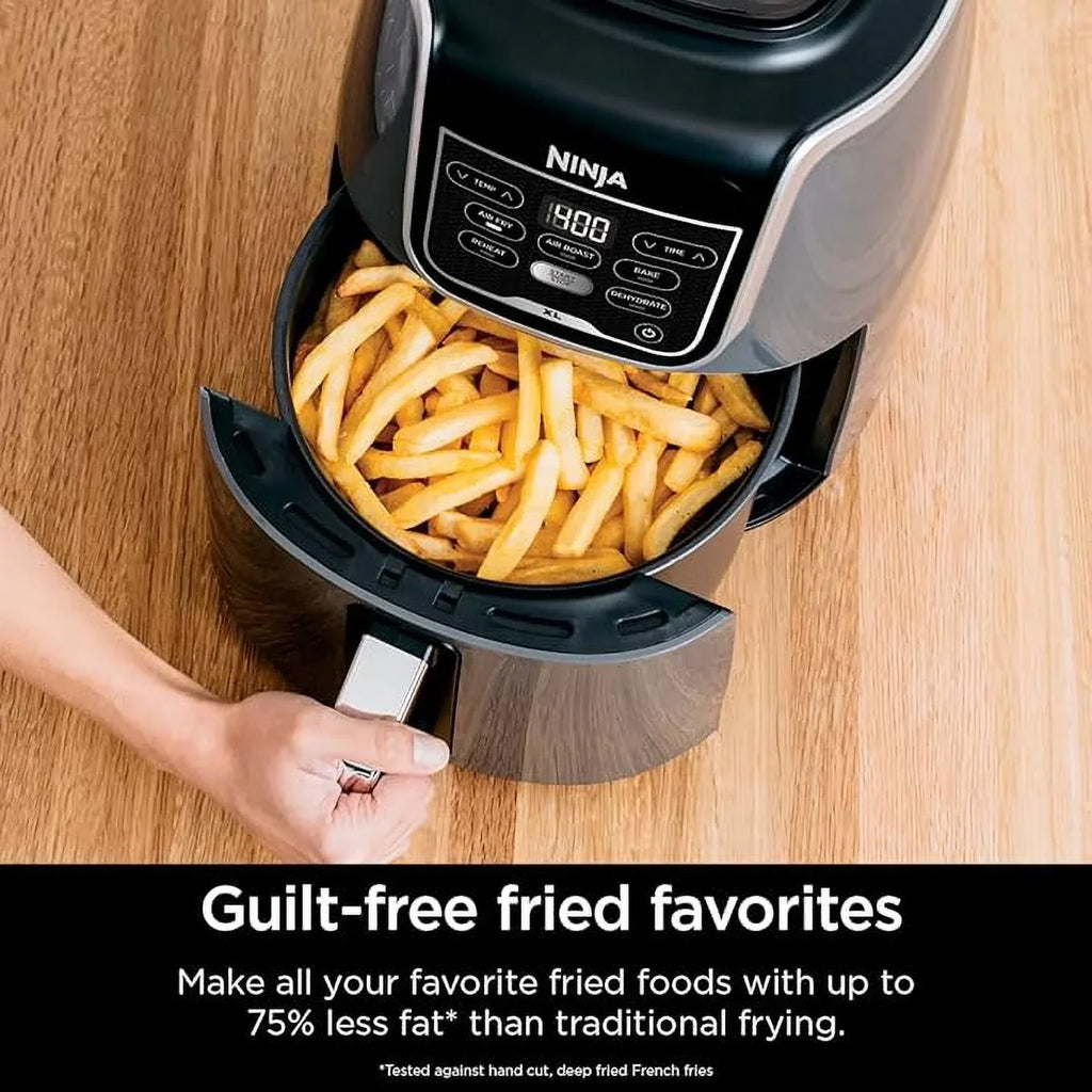 2026 NewNinja AF150AMZ Air Fryer XL, 5.5 Qt. Capacity that can Air Fry, Air Roast, Bake, Reheat & Dehydrate, with Dishwasher Safe, Nonstick Basket & Crisper Plate and a Chef-Inspired Recipe Guide, Grey