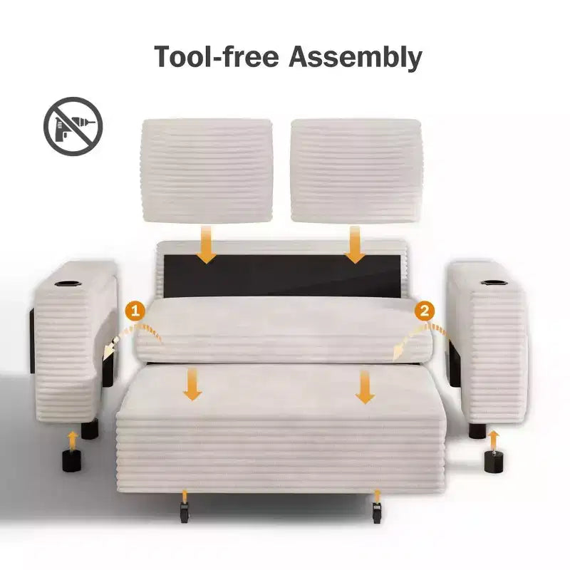 2026 Dyonery Sofá cama 4 en 1 de 65,5" con respaldos ajustables, carga USB/Type-C, portavasos y bolsillos, verde