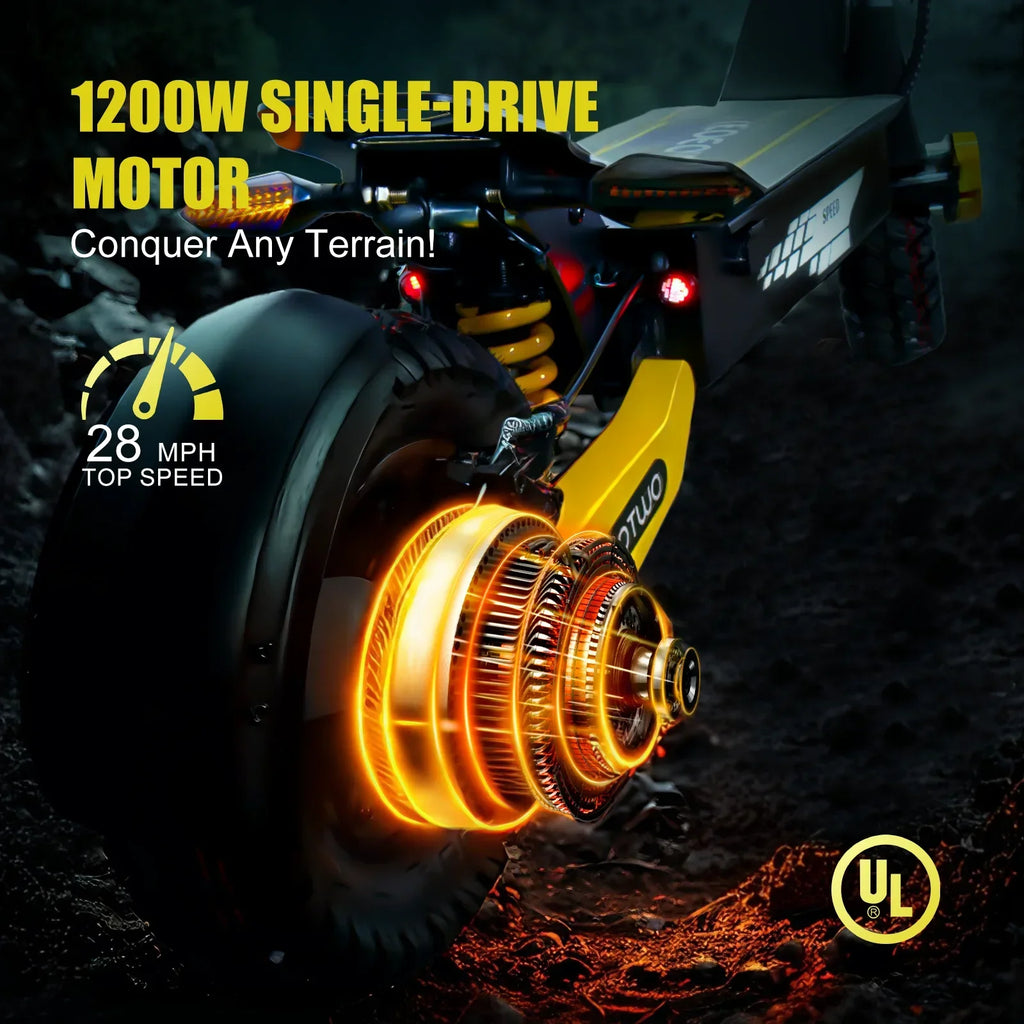 2026 NewOff Road Electric Scooter for Adults, 1200W Motor Fast E Scooter, Up to 28MPH Top Speed & 20Miles Long Range, 11" Off-Road Tires, 330lbs MAX Load, Foldable