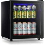 2026 NewWANAI Compact Beverage Refrigerator, 100 Can Capacity, Glass Door, Black Stainless Steel
