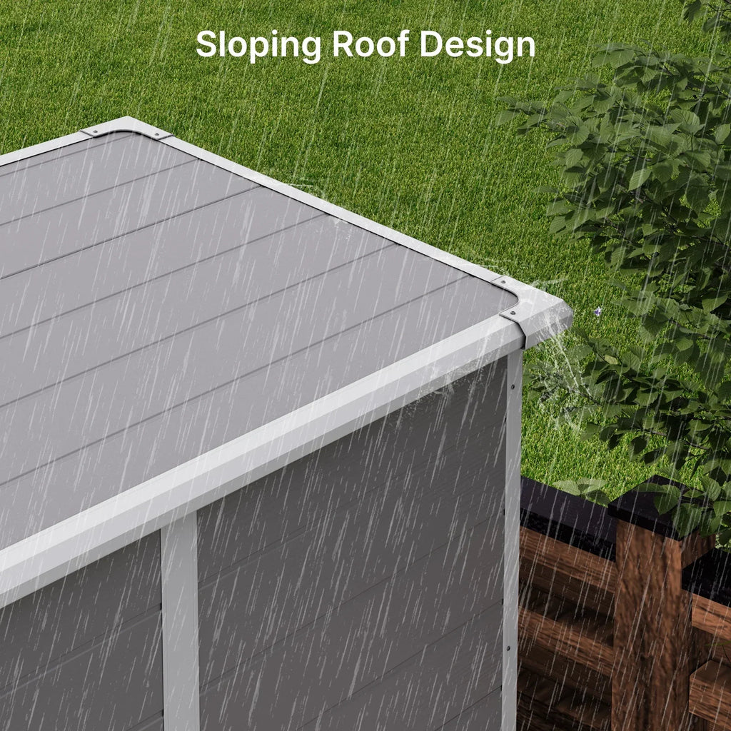 2026 NewLofka Resin Outdoor Storage Shed,5'x3' Storage Shed, Plastic Shed with Thick Resin Floor, Gray and White