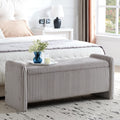 2026 NewPinmoco 44" Storage Ottoman Bench, Upholstered Entryway Bench with Storage End of Bed Bench for Bedroom& Living Room, Corduroy Gray