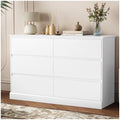 2026 NewWhite Dressers Bedroom Dresser 6 Drawer Storage Chest of Drawers Double Dresser Storage Side Cabinet Room Furniture for Bedroom Living Room