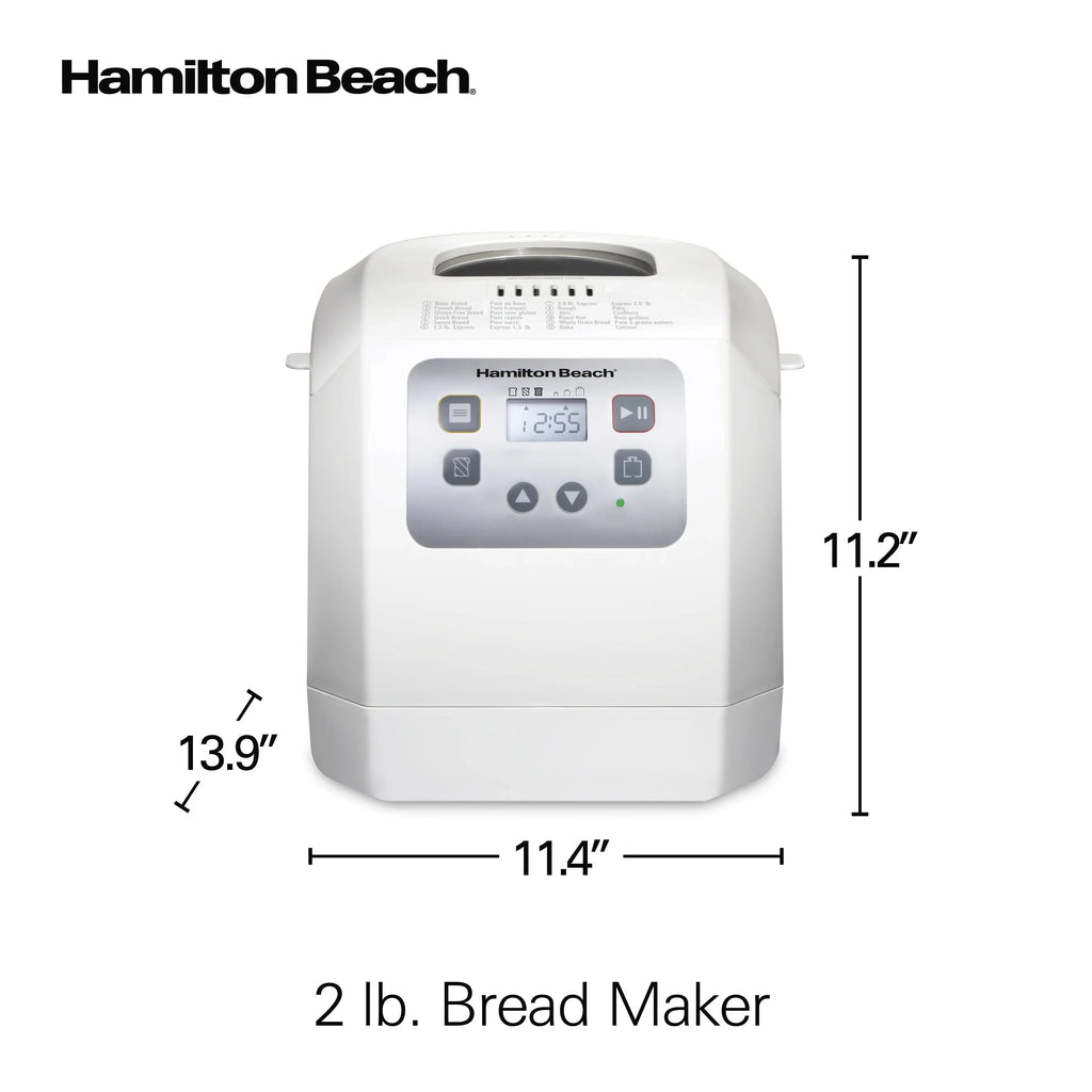 2026 NewHamilton Beach 2 lb Bread Maker Machine with 12 Settings Plus Gluten Free, White