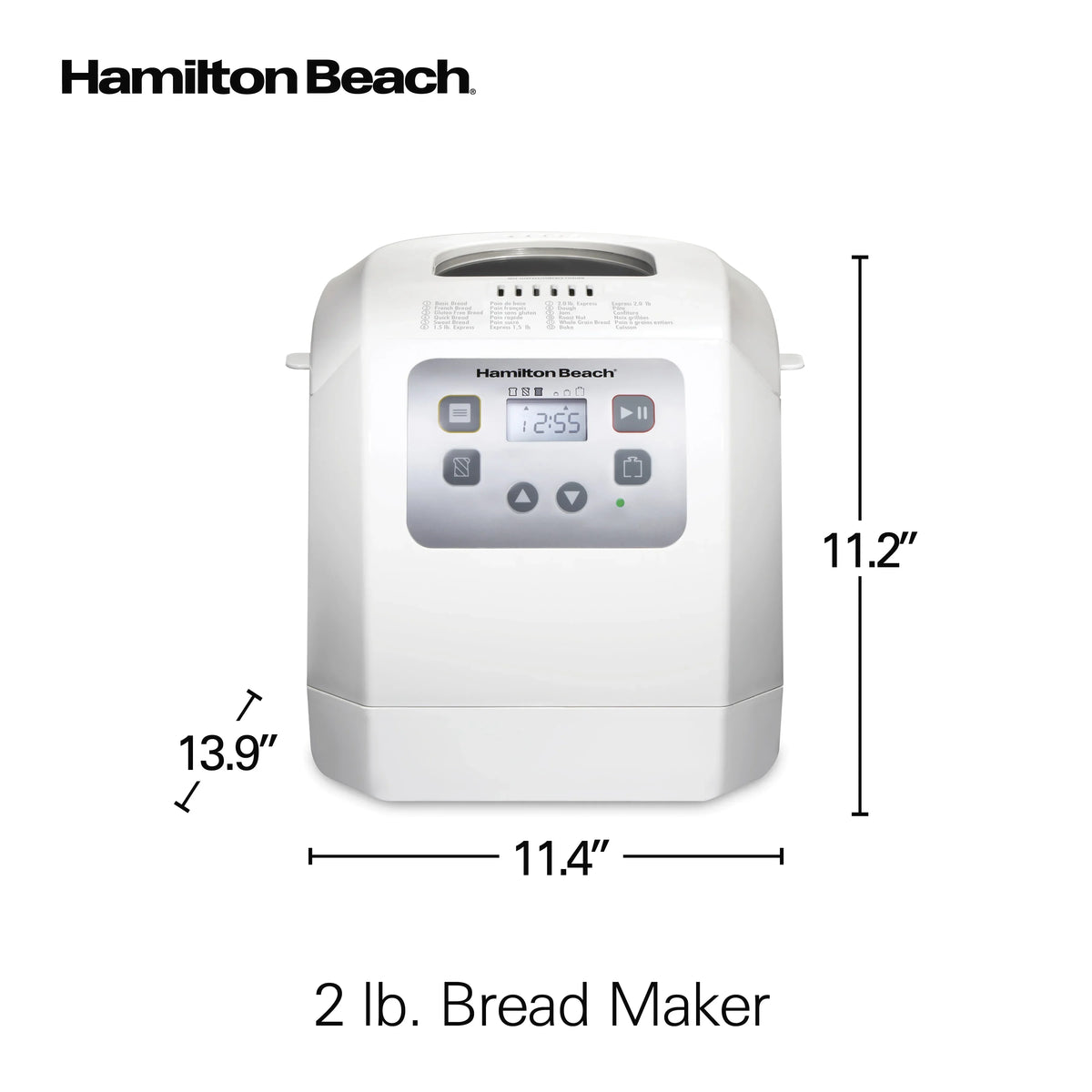 2026 NewHamilton Beach 2 lb Bread Maker Machine with 12 Settings Plus Gluten Free, White