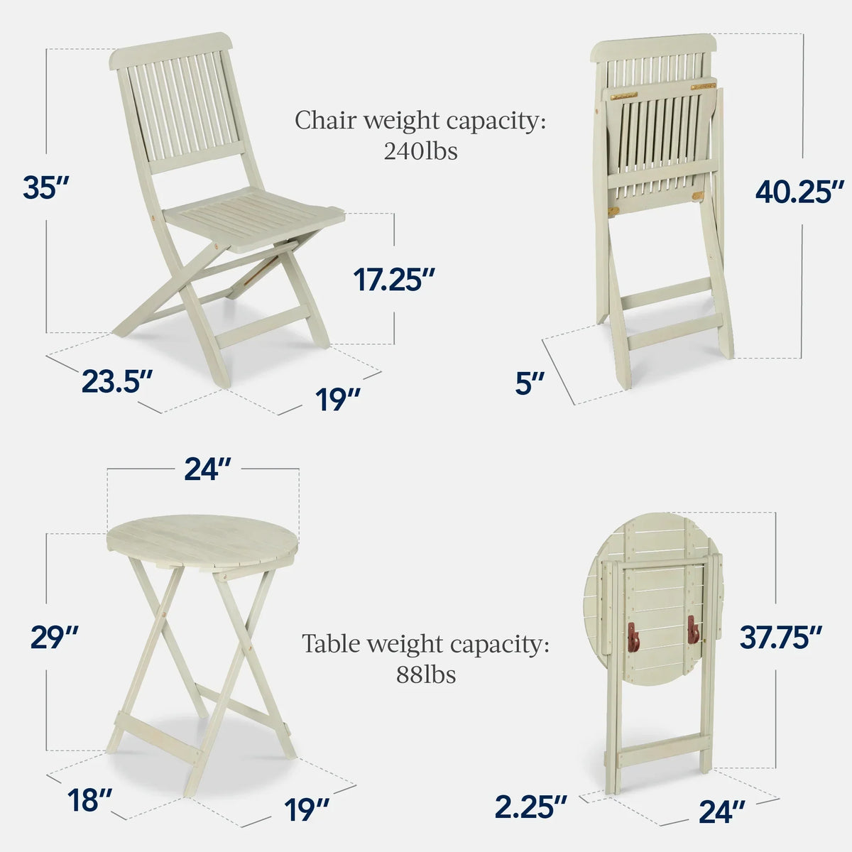 2026 NewBest Choice Products 3-Piece Acacia Wood Bistro Set, Folding Patio Furniture w/ 2 Chairs, Table - Natural