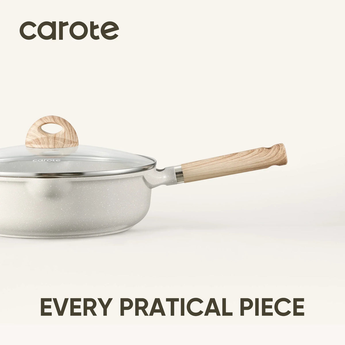 2026 NewCarote Nonstick Cookware Set 21-Piece,Kitchen Pots and Pans Set,Stay-Cool Handles, Induction Compatible,Cookware Set for RV and Camping,Beige