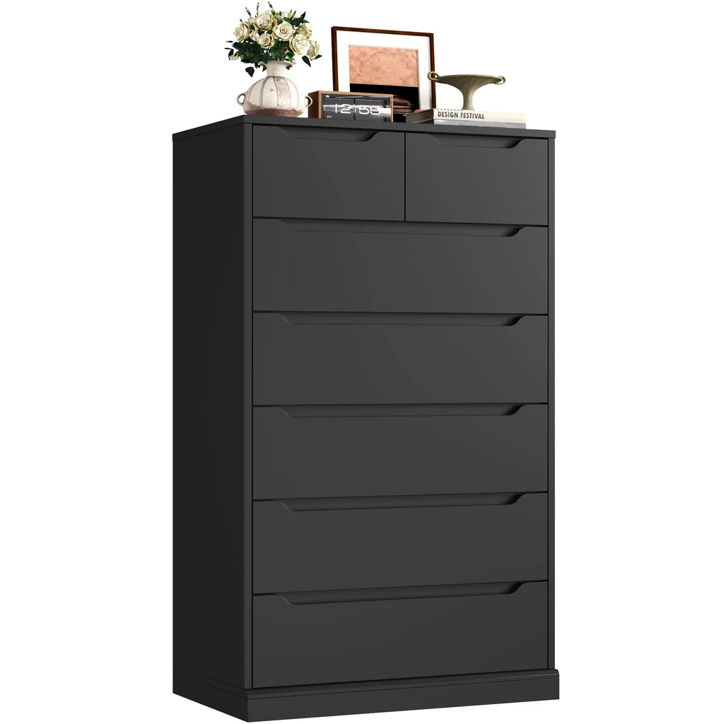 2026 NewHomfa 7 Drawer White Dresser, 51.3"H Wood Storage Cabinet with Upgraded Stable Base, Vertical Chest for Bedroom Living Room