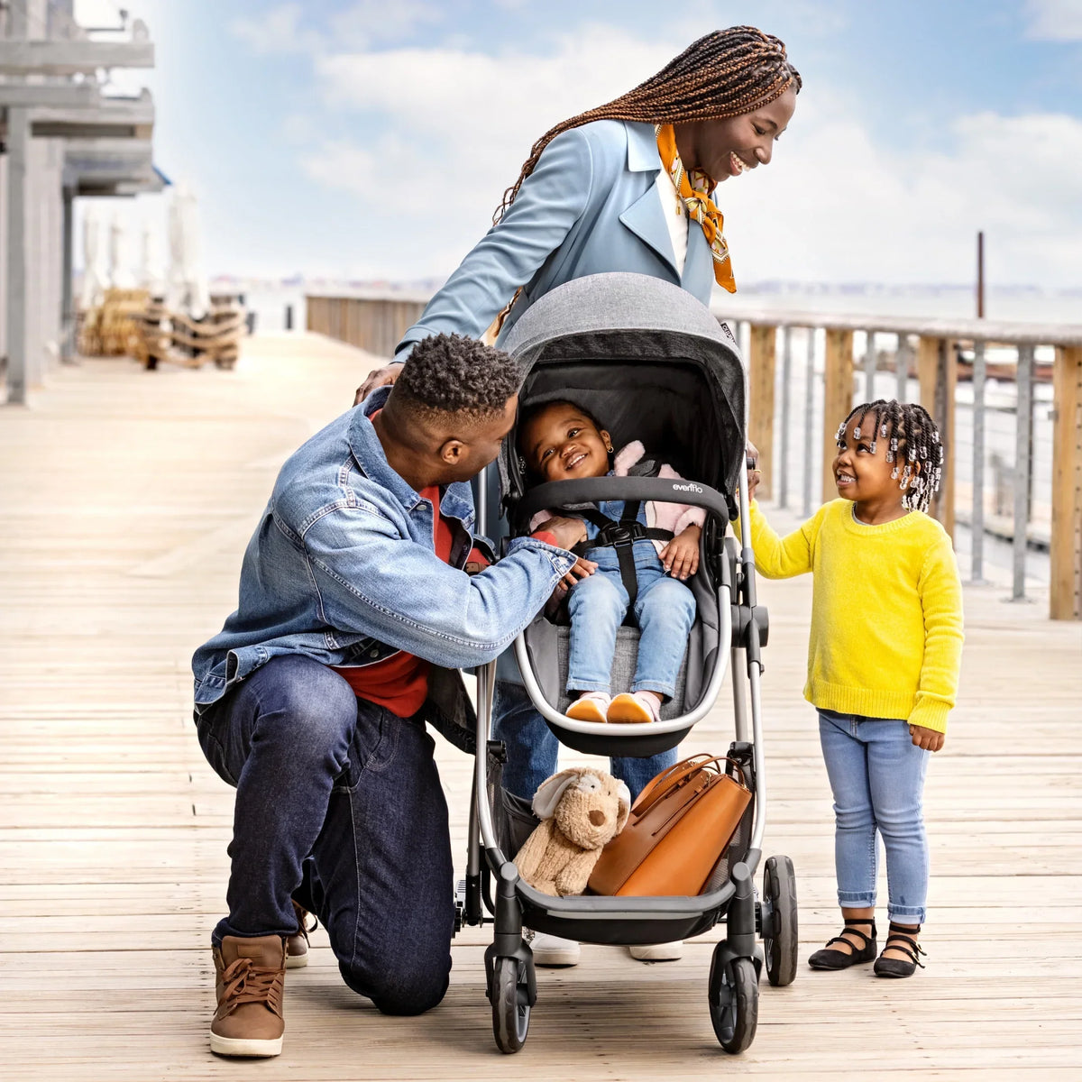 2026 NewEvenflo Omni Plus Modular Travel System with LiteMax Sport Infant Car Seat, Mylar Gray, Unisex