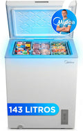 2026 MIDEA Arcon Congelador Pequeño de 143L | Congelador Horizontal Convertible a Frigorífico con Motor Inverter, Control Electrónico de Temperatura, Cestas con Asa | Arcón Silencioso 37 db Bajo Consumo