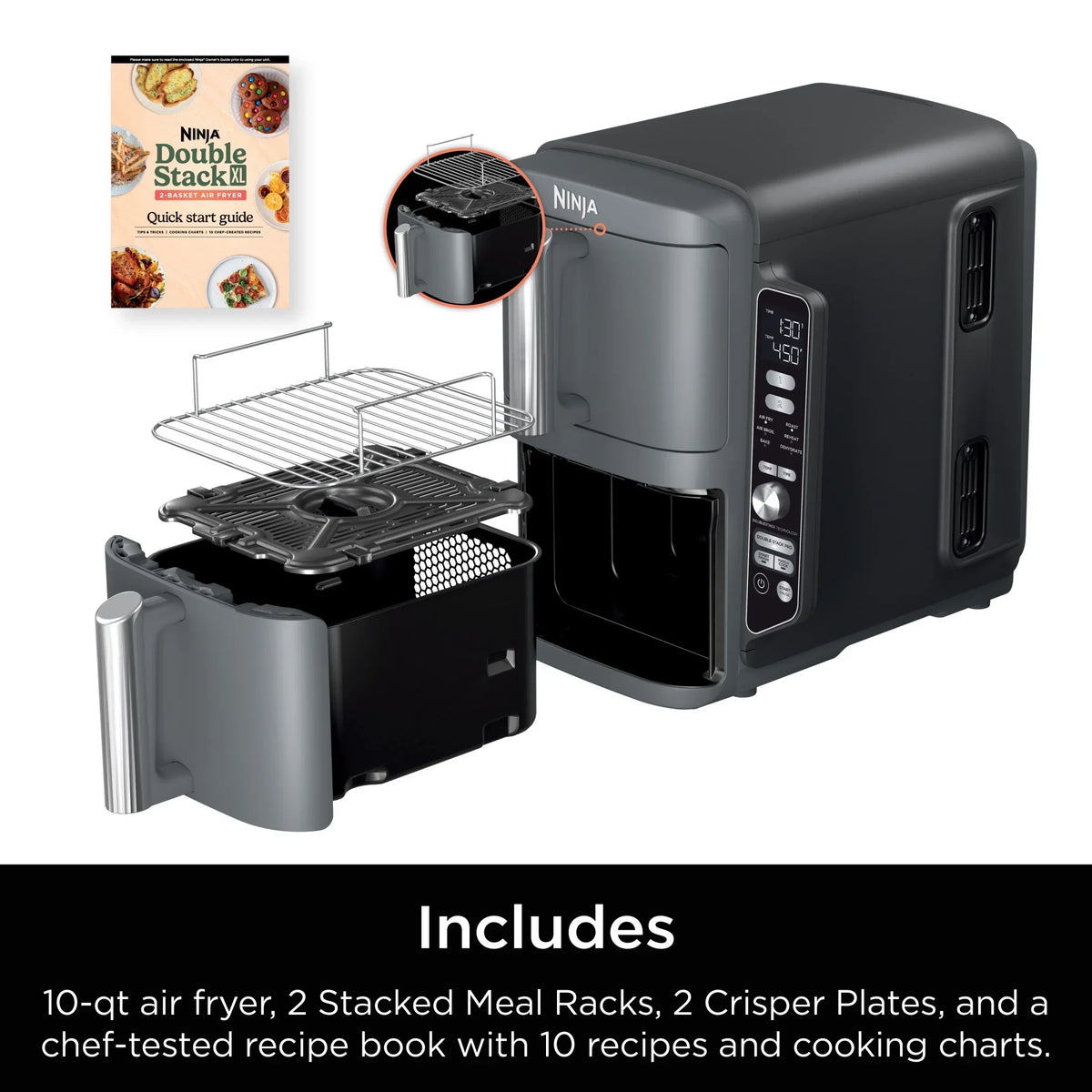 2026 NewNinja DoubleStack XL 10 QT 2-Basket Air Fryer