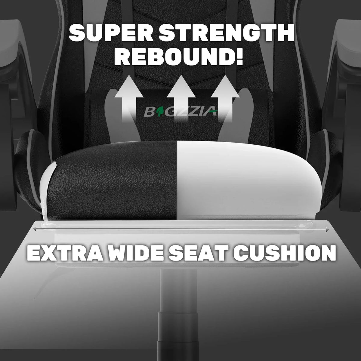 2026 NewBigzzia Gaming Chair Office Chair, Ergonomic Game Chair with Height Adjustable Headrest and Lumbar Support for Adults Teens, Black & White