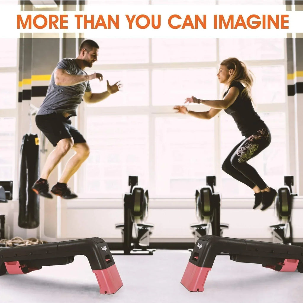 2026 NewYes4All Multifunctional Fitness Aerobic Step Platform and Aerobic Deck, Red and Black