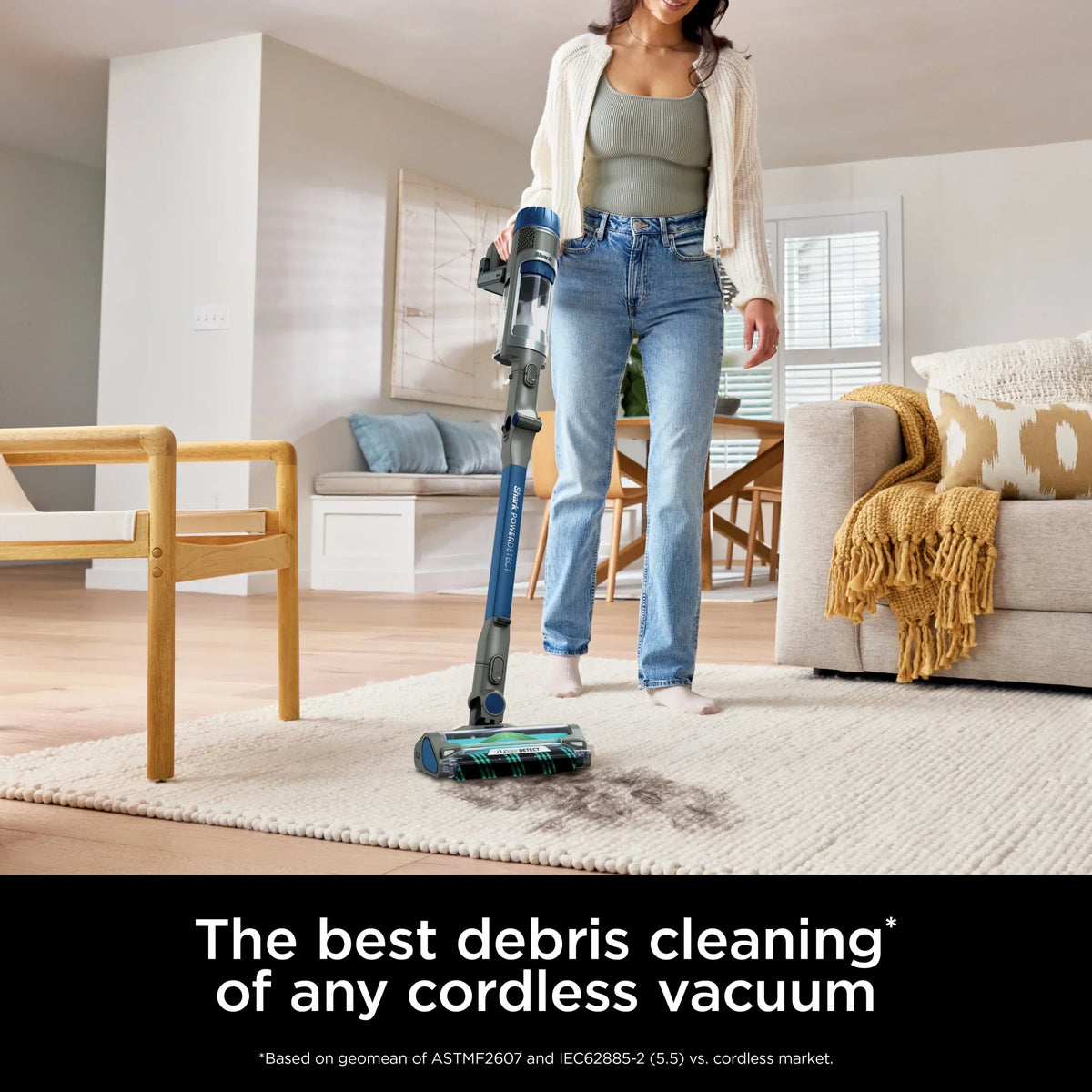 2026 NewShark PowerDetect Cordless Stick Vacuum, Multi-Surface, with DuoClean Detect Nozzle and MultiFLEX Wand, Up to 60 Mins Runtime, IP1250 Blue