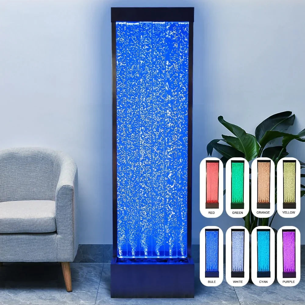 2026 New72'' Acrylic Bubble Fountain, Standing Bubble Panel, Color Lights/Remote Ctrl