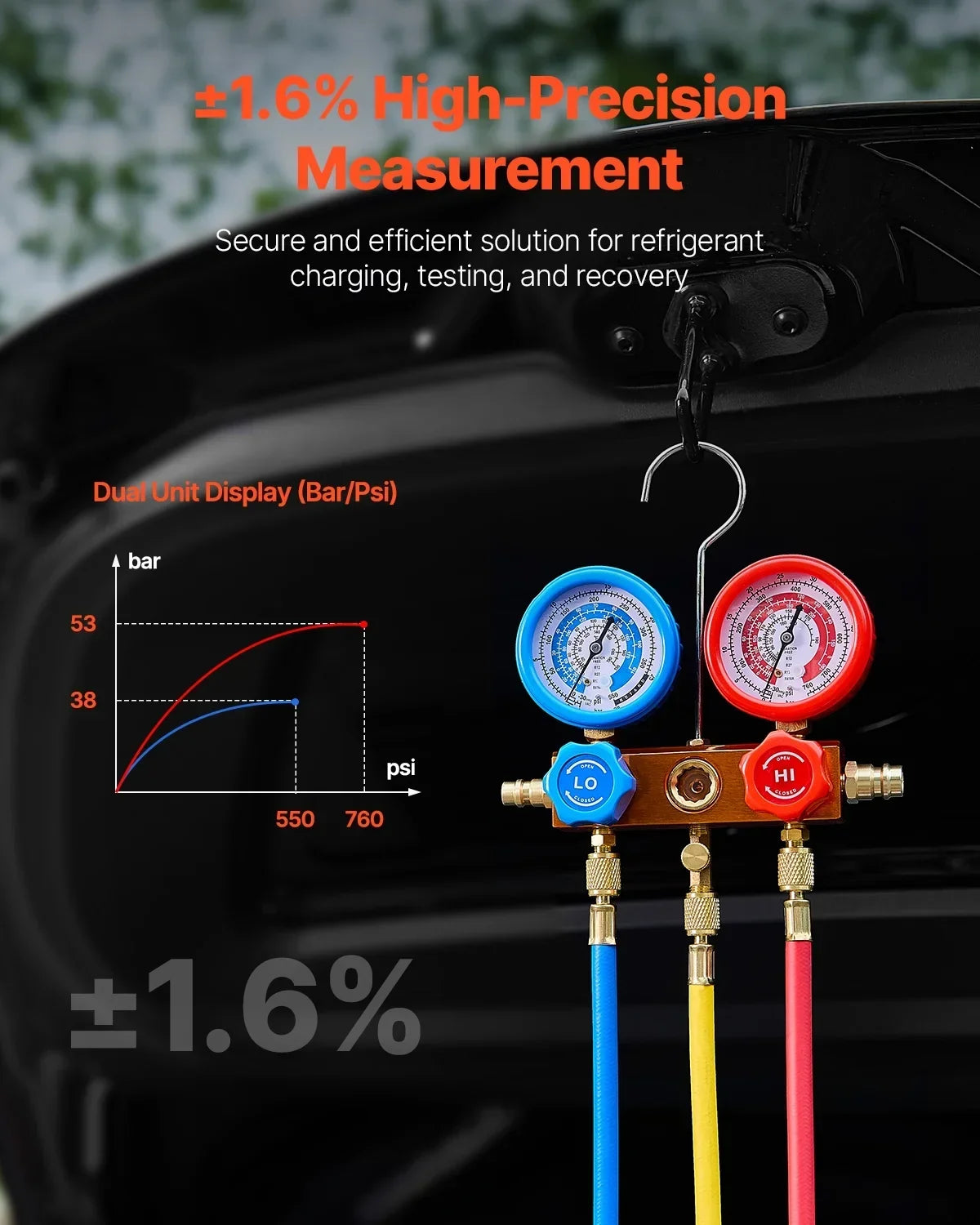 2026 NewVEVOR 3.5 CFM AC Vacuum Pump and Gauge Set,Single Stage Rotary Vane HVAC Air Vacuum Pump,A/C Refrigerant Manifold Gauge Kit, with Hoses,for R134a,R12,R22,R502a,R410A,R404,R407C Refrigerants