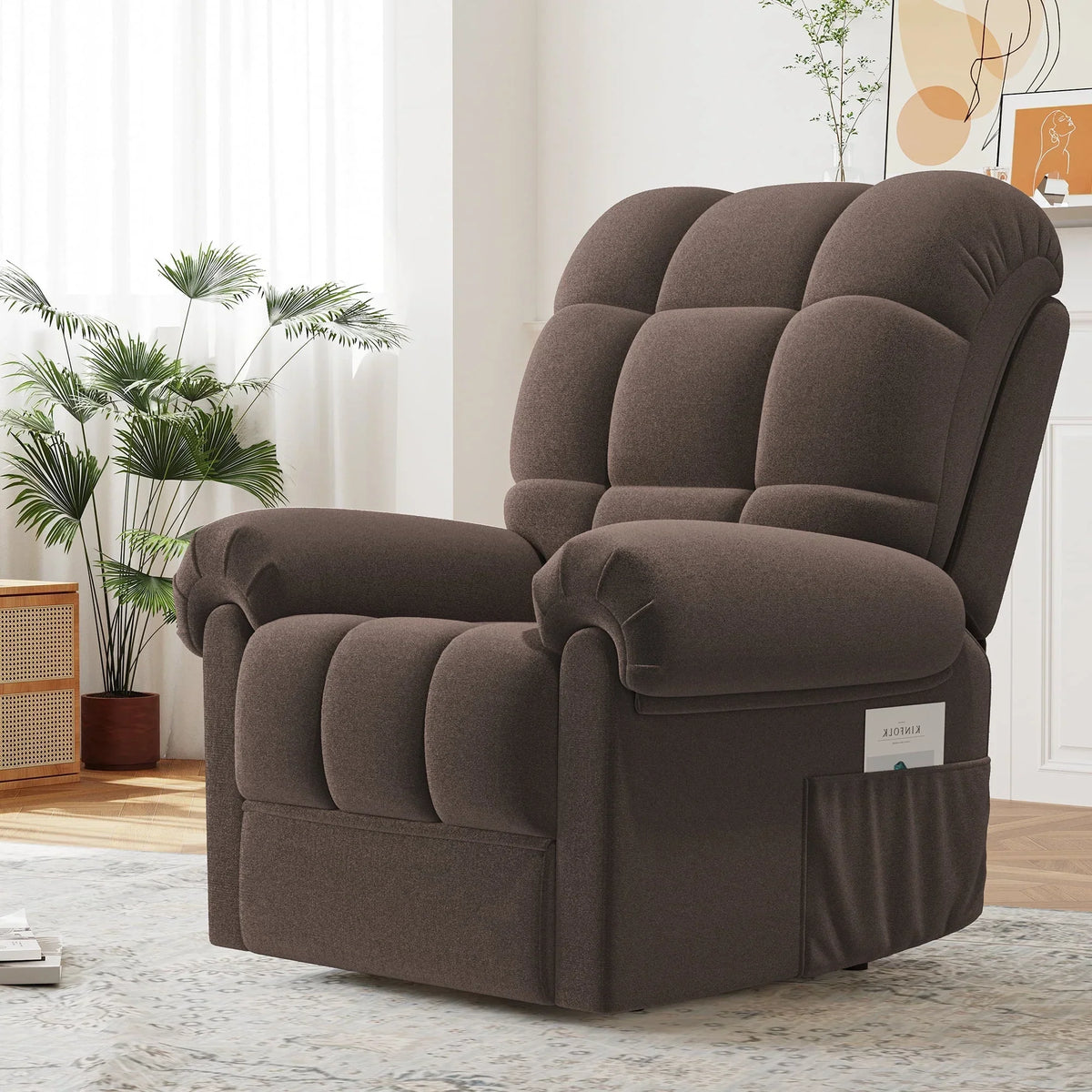 2026 NewPower Recliner Chair,Electric Recline Sofa Chair for Adults with USB Port,Comfy Teddy Fleece Adjustable Cloud Sofa,Tool-Free Setup,Beige White