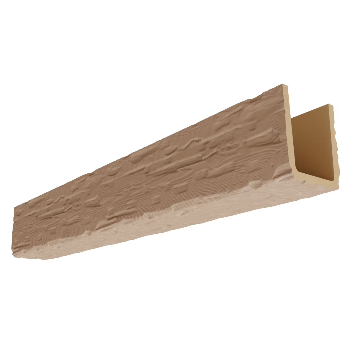 2026 NewEkena Millwork 3 1/2"W x 3 1/2"H x 120"L 3-Sided (U-Beam) Salvaged Timber HeritageTimber Faux Wood Ceiling Beam, Kona Brown