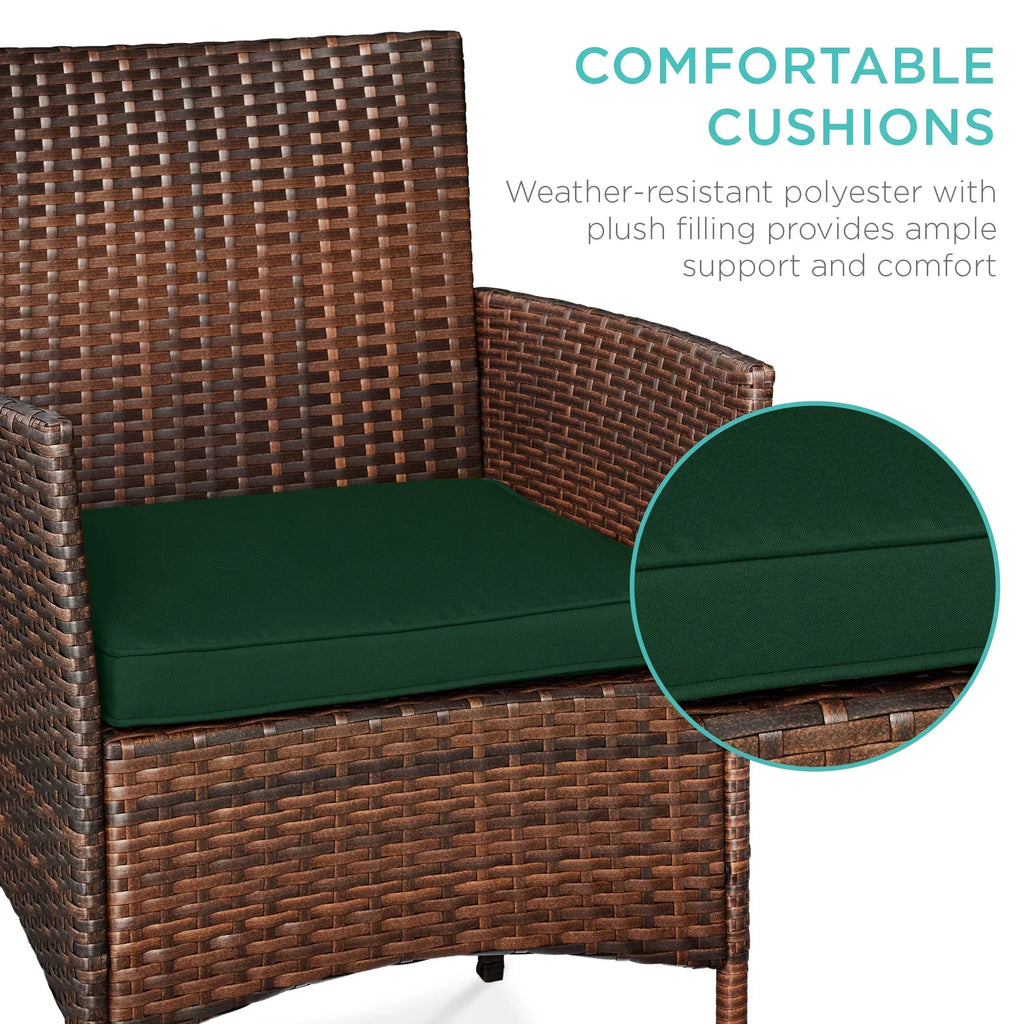 2026 NewBest Choice Products 3-Piece Outdoor Wicker Conversation Patio Bistro Set, w/ 2 Chairs, Table - Gray/Navy