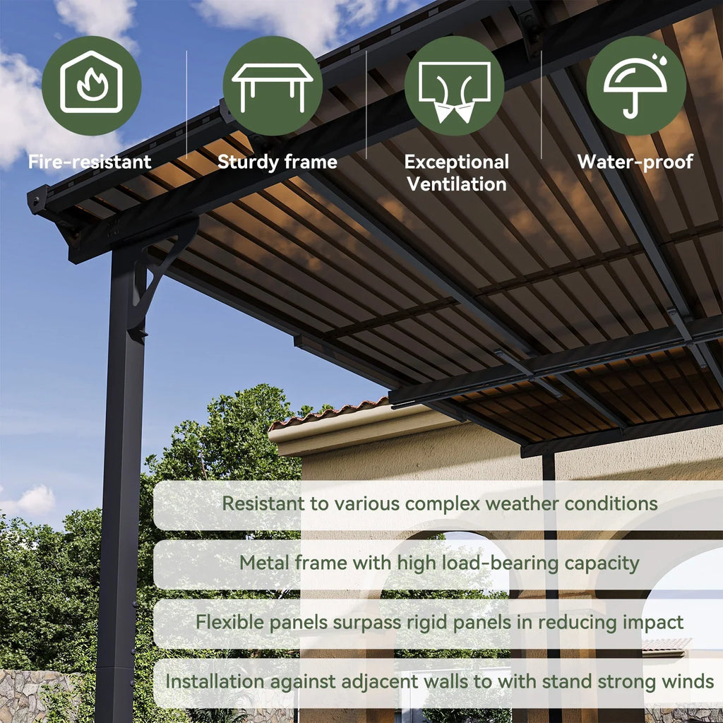 2026 NewAoxun 8' x 5' Gazebo for Patio, Gazebo Pergola with Sloped Roof, Grill Gazebo Large Wall-Mounted Heavy Duty Awnings, for Backyard, Deck, Patio