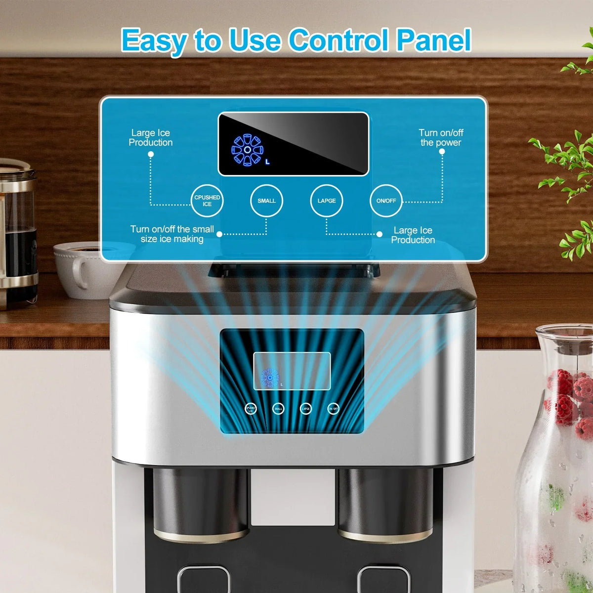 2026 NewTABU 40Lbs/24H Countertop Ice Maker Machine,3 in 1 Ice Maker with Water Dispenser,Crushed Ice,Black