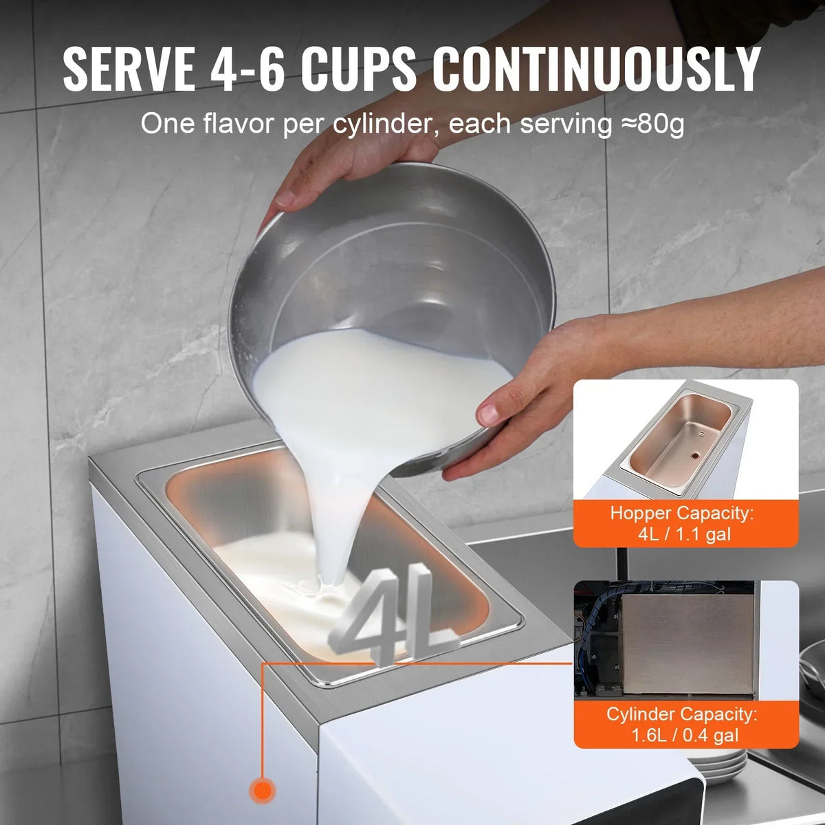 2026 NewKFFKFF Commercial Ice Cream Machine 2.7-4gal/10-15L/H 4L Hopper Single Flavor Countertop Soft Serve Ice Cream Maker Auto Clean Pre-Cooling