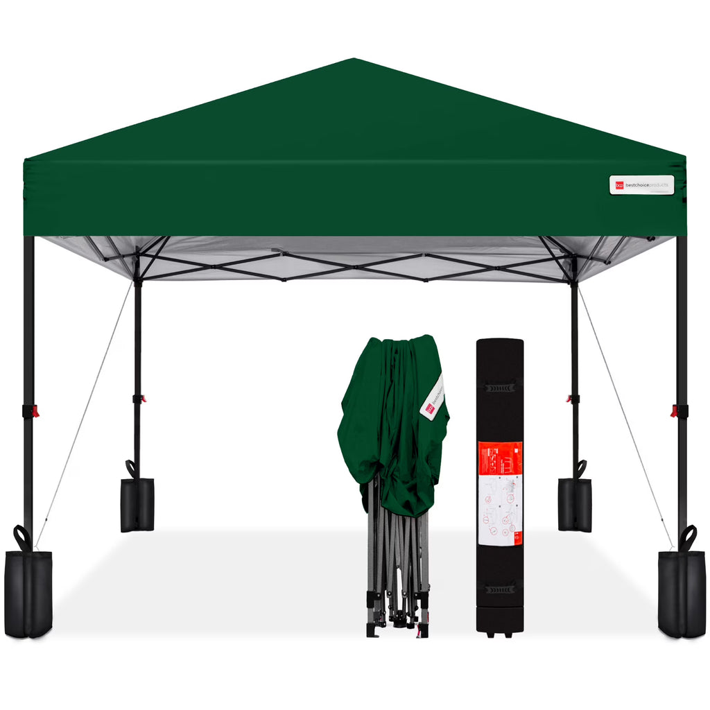 2026 NewBest Choice Products 12x12ft Easy Setup Pop Up Canopy w/ 1-Button Setup, Wheeled Case, 4 Weight Bags - Navy Blue