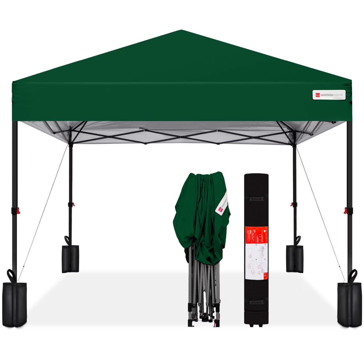 2026 NewBest Choice Products 12x12ft Easy Setup Pop Up Canopy w/ 1-Button Setup, Wheeled Case, 4 Weight Bags - Navy Blue