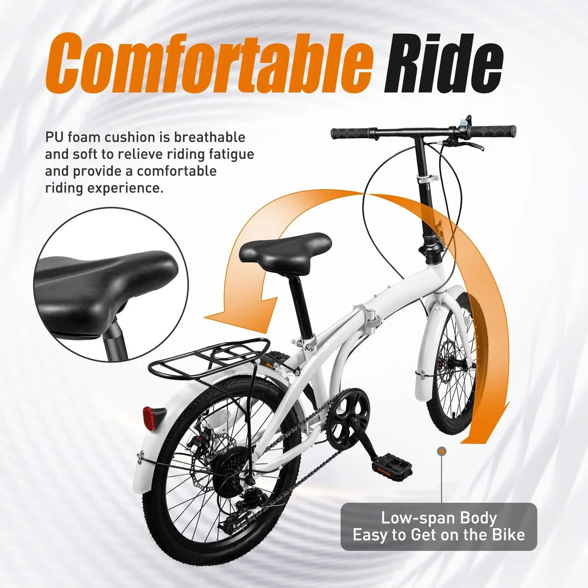 2026 NewLOYALHEARTDY 20" Folding Bike 7-Speed Unisex Mountain Bicycle Adjustable Height MTB City Bike for Adult Teenager High Carbon Steel Foldable Bicycle for Riding Traveling w/Dual Disc Brakes & Fender