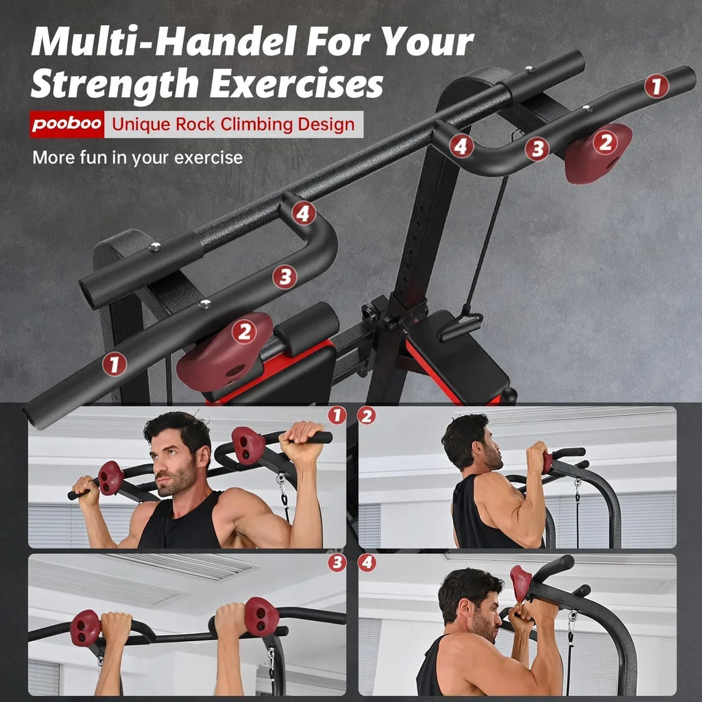 2026 NewLNOW Multifunction Power Tower Pull up Bar Dip Station Power Rack with Adjustable Backrest for Home Gym Strength Training Workout Equipment Max Weight 480lbs