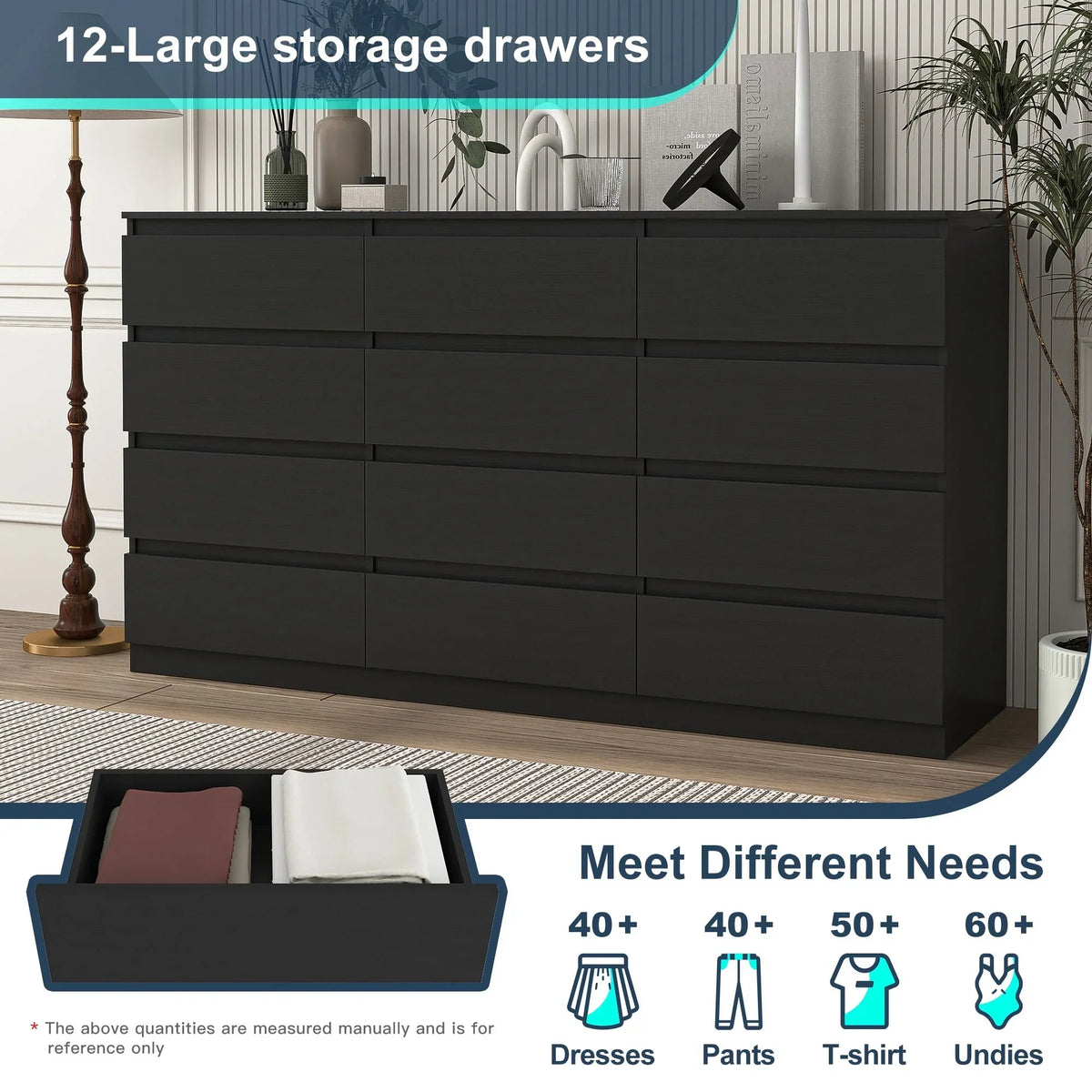 2026 NewResenkos Modern Mid Century 6 Drawer Wide Dressers Chests for Bedroom, Chest of Drawer Organizer Grey