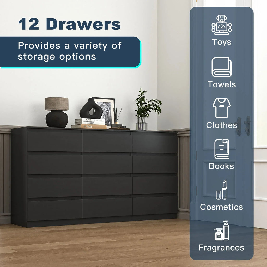 2026 NewResenkos Modern Mid Century 6 Drawer Wide Dressers Chests for Bedroom, Chest of Drawer Organizer Grey