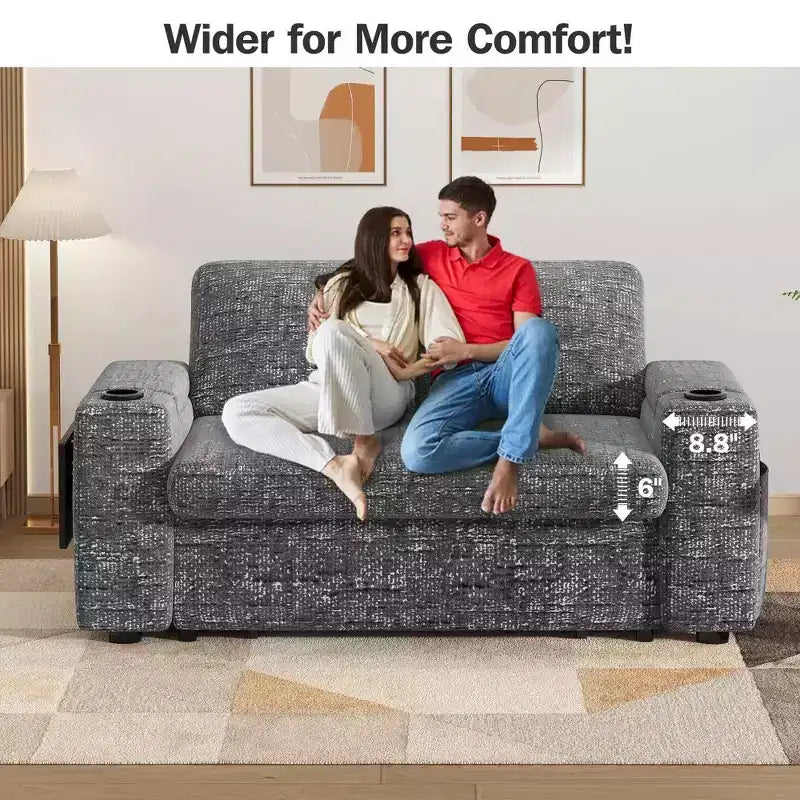 2026 Dyonery Sofá cama 4 en 1 de 65,5" con respaldos ajustables, carga USB/Type-C, portavasos y bolsillos, verde