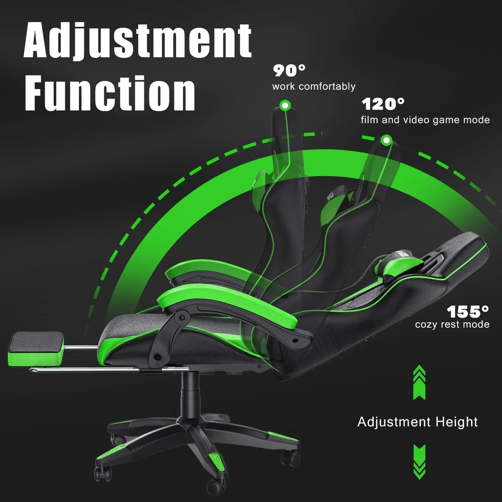 2026 NewBigzzia Gaming Chair Office Chair, Ergonomic Game Chair with Height Adjustable Headrest and Lumbar Support for Adults Teens, Black & White