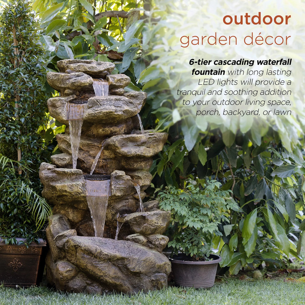 2026 NewAlpine Corporation 6-Tier Amazonian Water Fountain with LED Lights