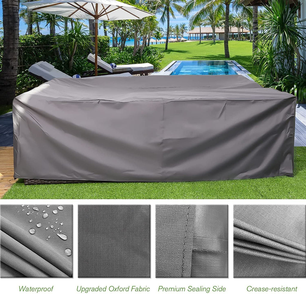 2026 NewAECOJOY 7 Piece Patio Furniture Set PE Rattan Outdoor Dining Set Sectional Sofa Couch with Table Patio Conversation Set in Gray