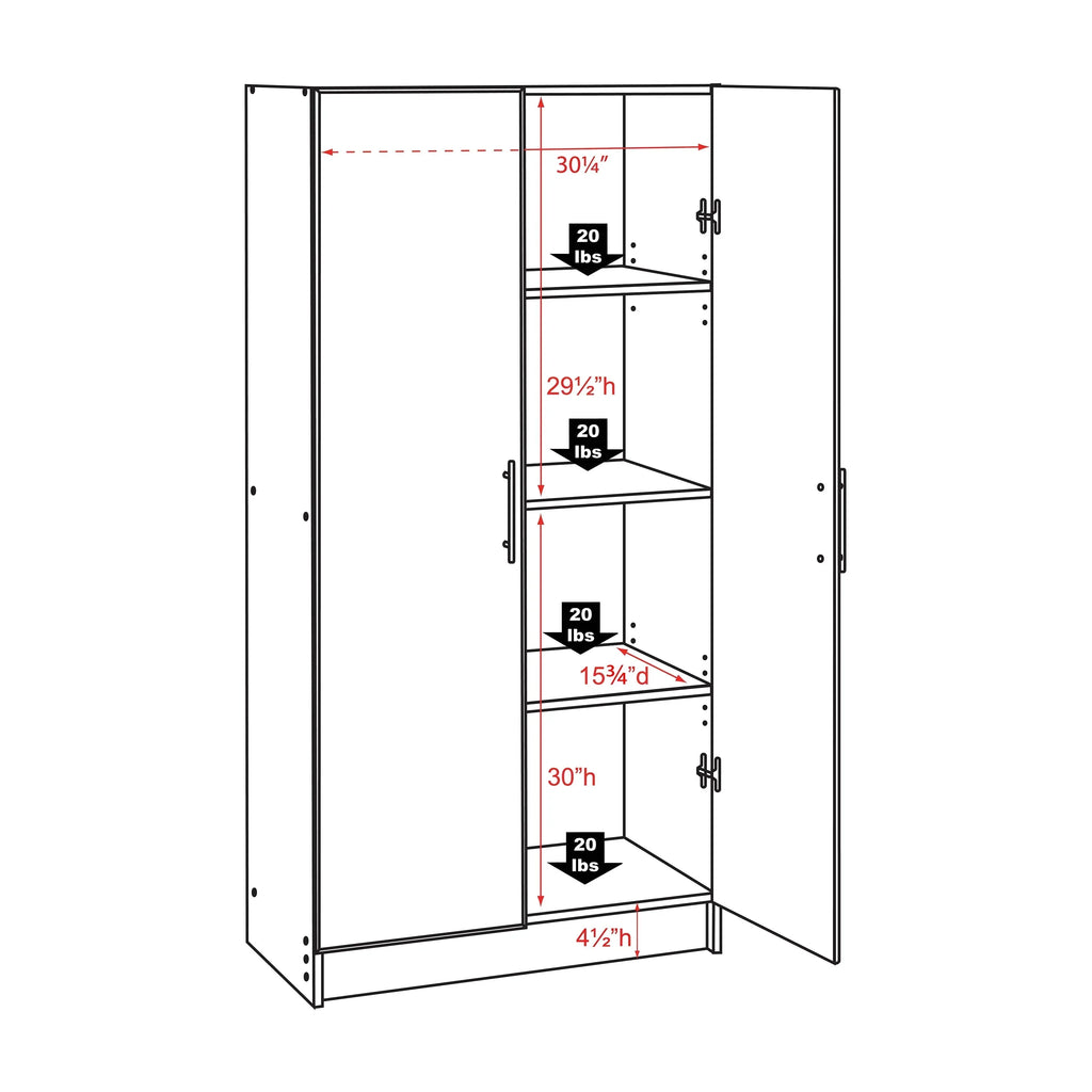 2026 NewPrepac Elite 2 Door Standing Storage Cabinet, Light Gray