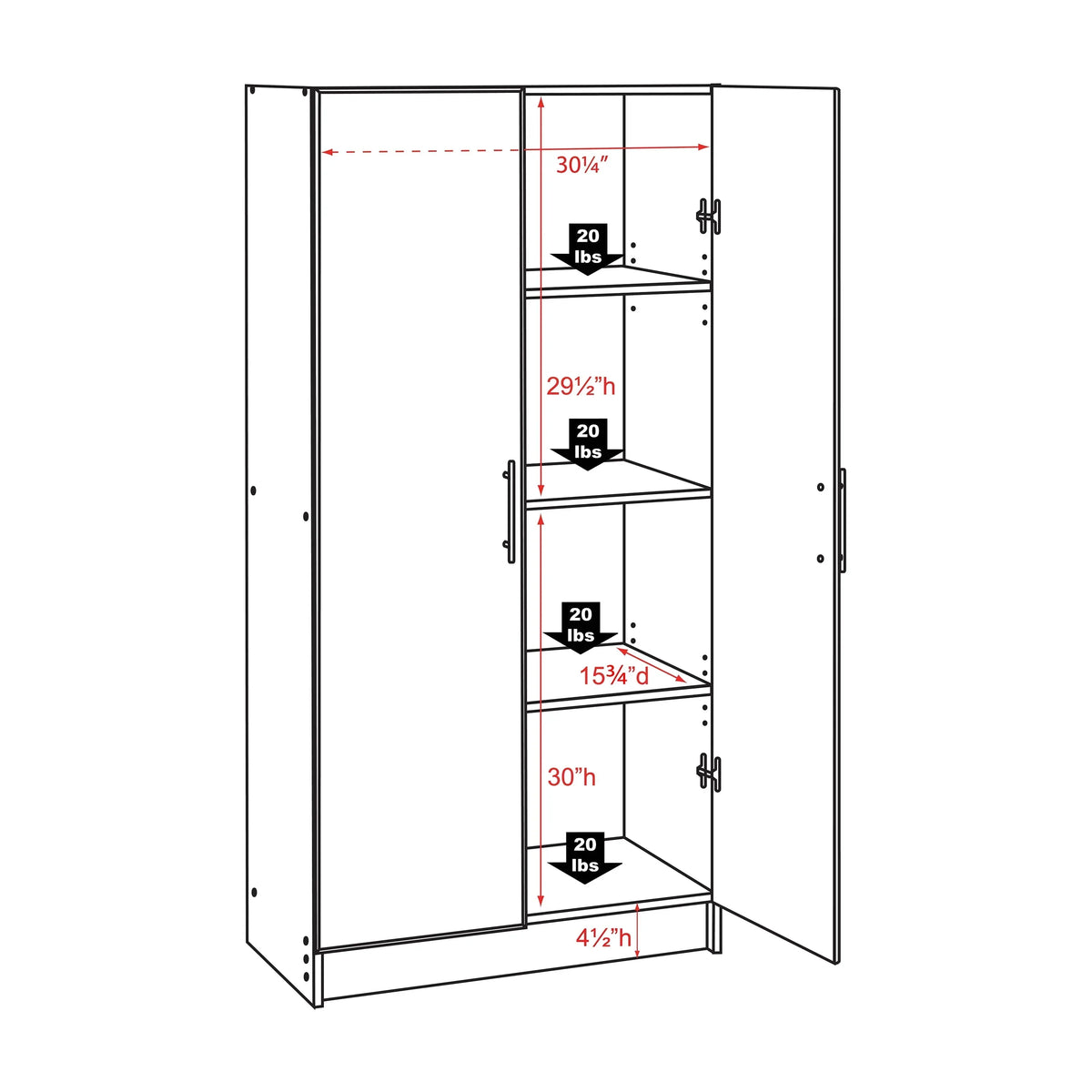 2026 NewPrepac Elite 2 Door Standing Storage Cabinet, Light Gray