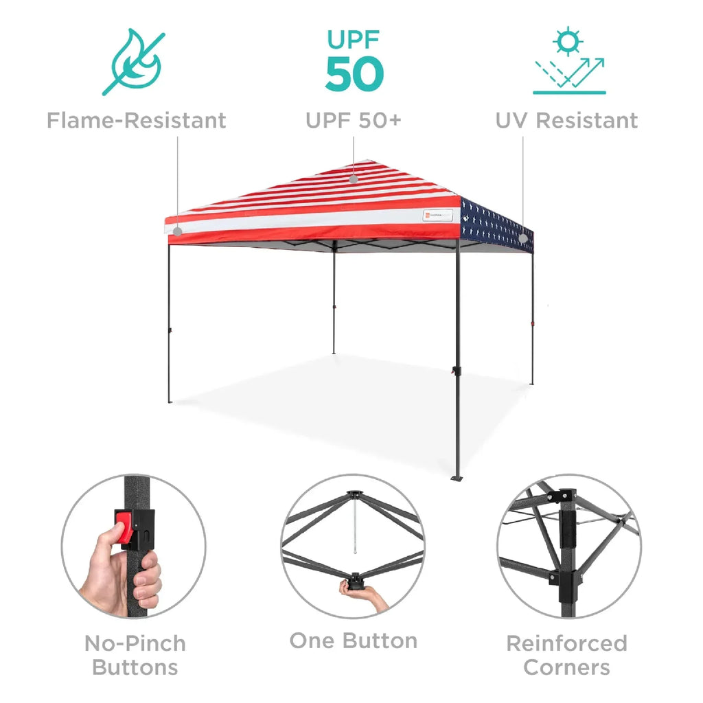 2026 NewBest Choice Products 12x12ft Easy Setup Pop Up Canopy w/ 1-Button Setup, Wheeled Case, 4 Weight Bags - Navy Blue