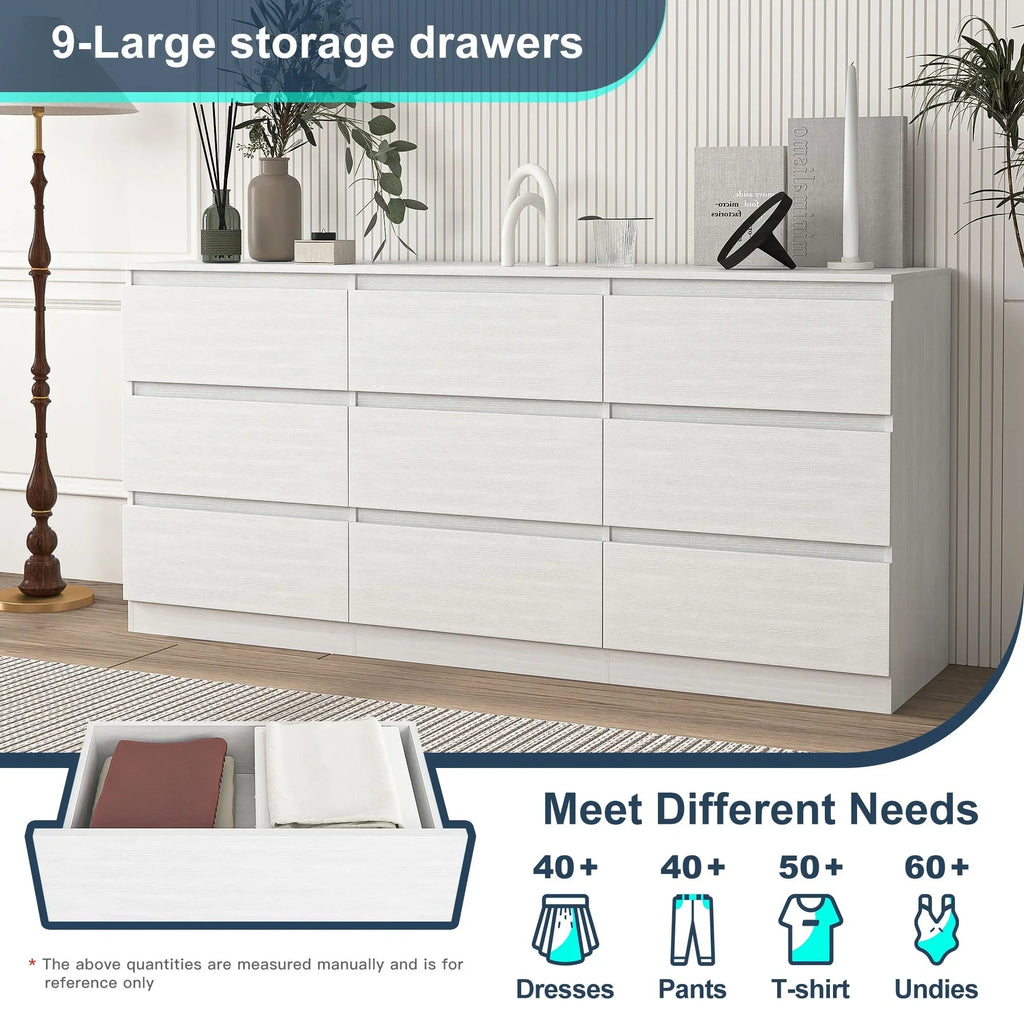 2026 NewResenkos Modern Mid Century 6 Drawer Wide Dressers Chests for Bedroom, Chest of Drawer Organizer Grey