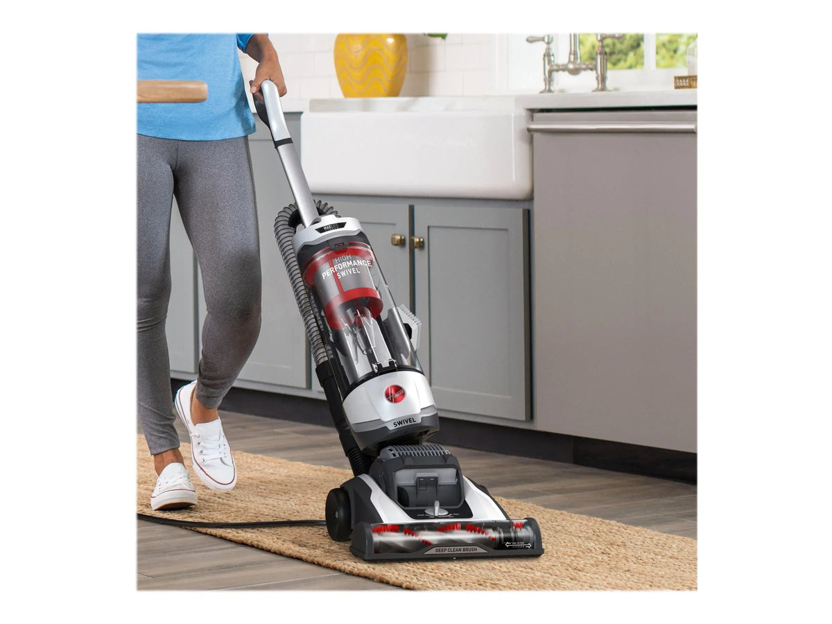 2026 NewHoover Bagless Upright Vacuum, High Performance, Pet Friendly, Swivel Design, with Dusting Brush, Extension Wand, HEPA Filter, Crevice & Upholstery Tool, 110 V Red/Grey