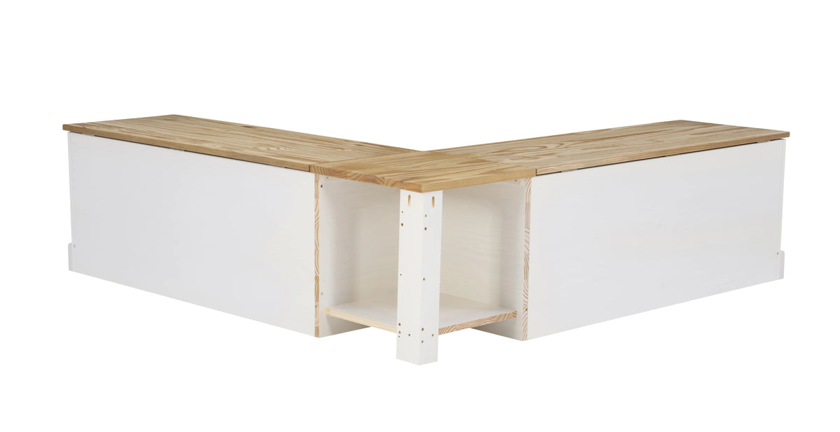 2026 NewLinon Romero Backless Corner Nook with Storage, 5-Piece Cushion Set, Natural/White/Beige