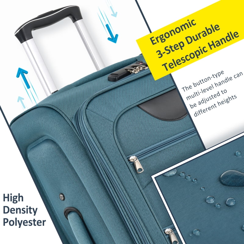 2026 NewSoftside Luggage Expandable 3 Piece Set Suitcase Upright Spinner Softshell Lightweight Luggage Travel Set